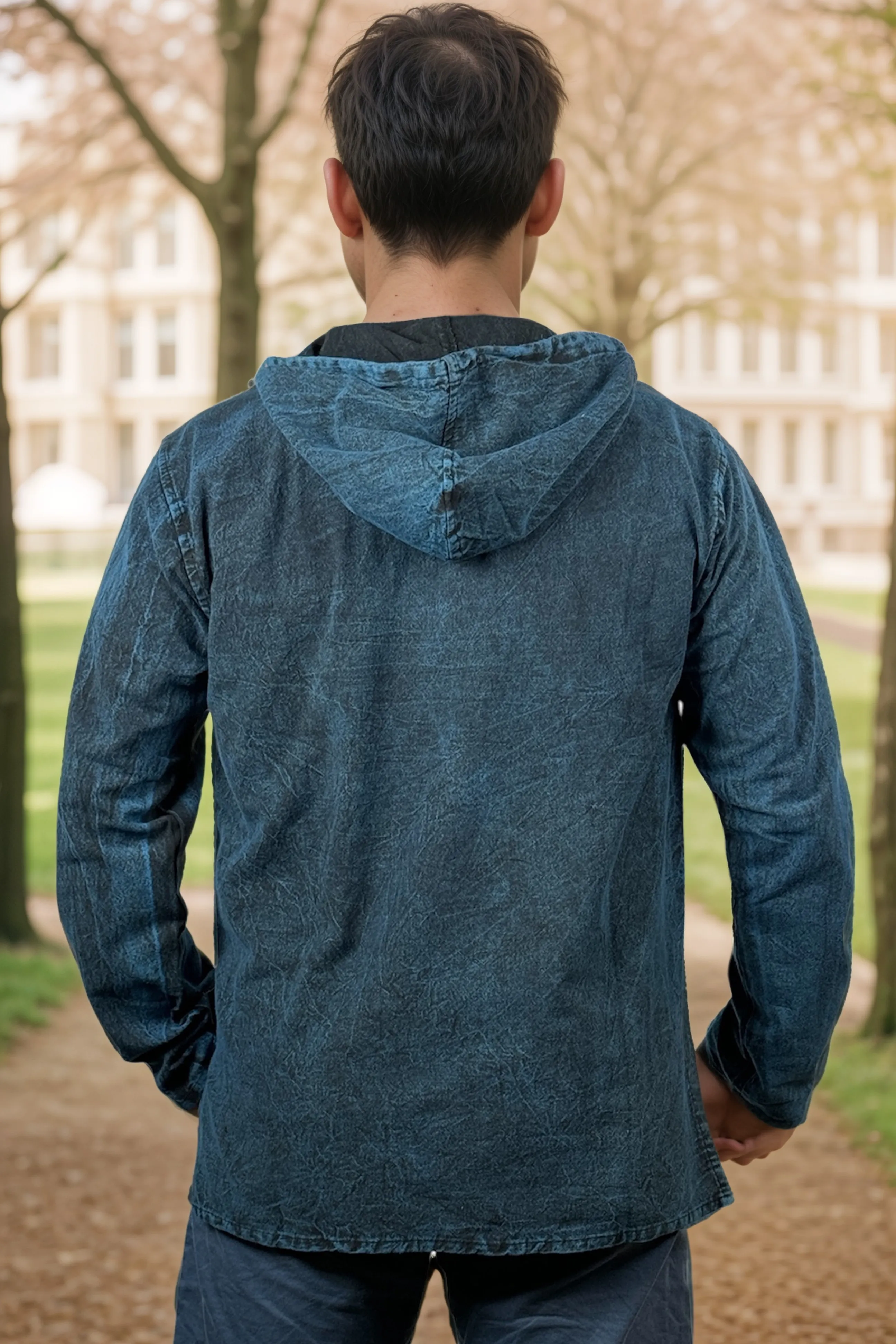 544 MS Unisex Stonewashed Cotton Hoodie Sweatshirt Pullover Hoodie
