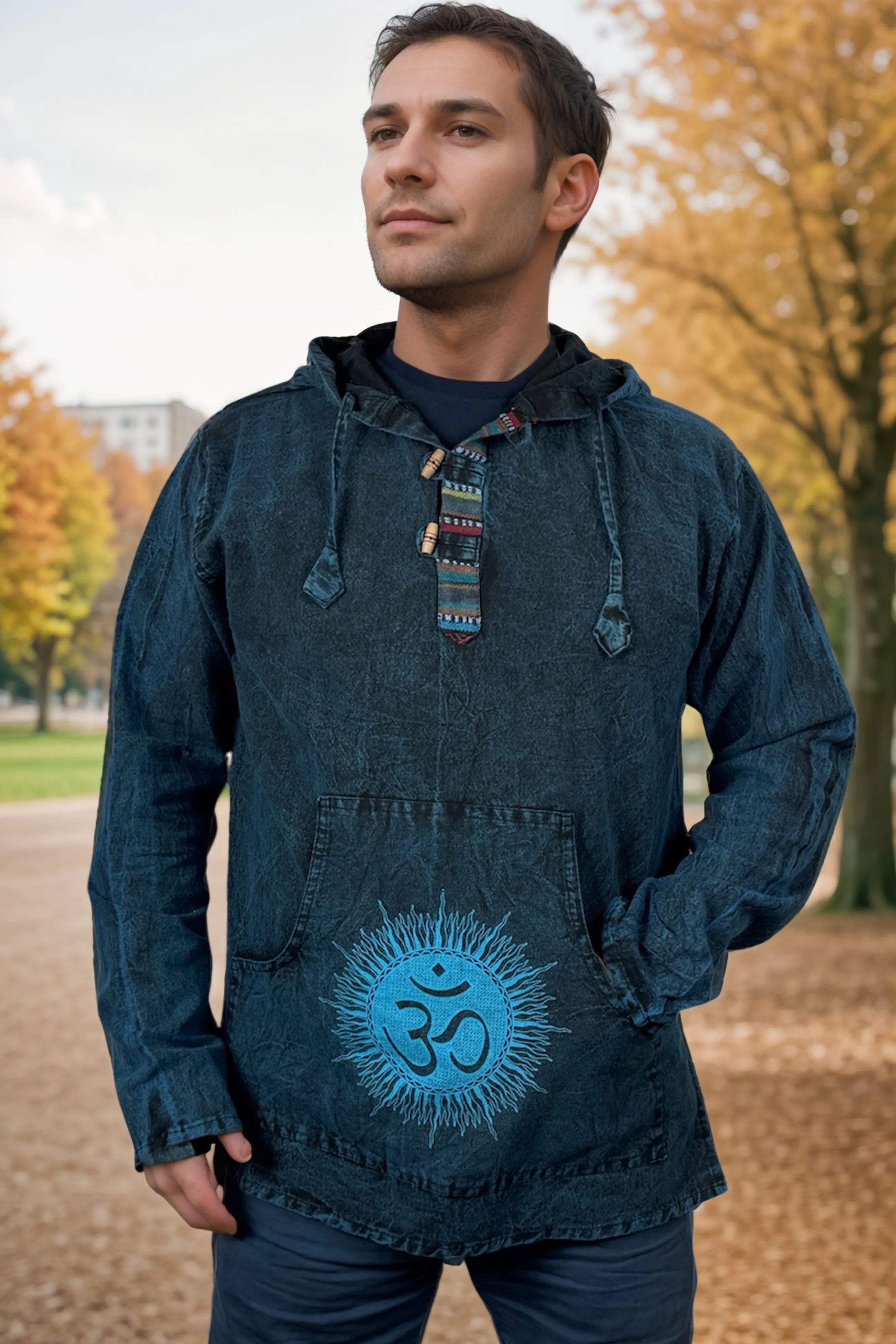 544 MS Unisex Stonewashed Cotton Hoodie Sweatshirt Pullover Hoodie