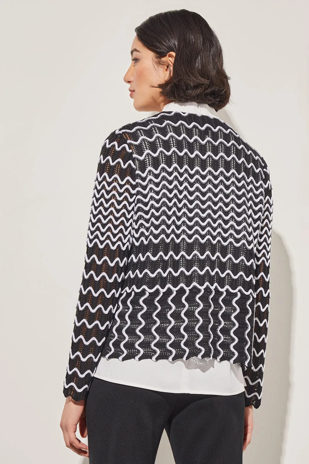 Crochet Heritage Jacket - Contrast Zig-Zag Pattern Knit