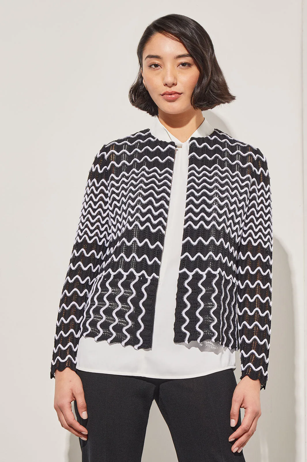 Crochet Heritage Jacket - Contrast Zig-Zag Pattern Knit