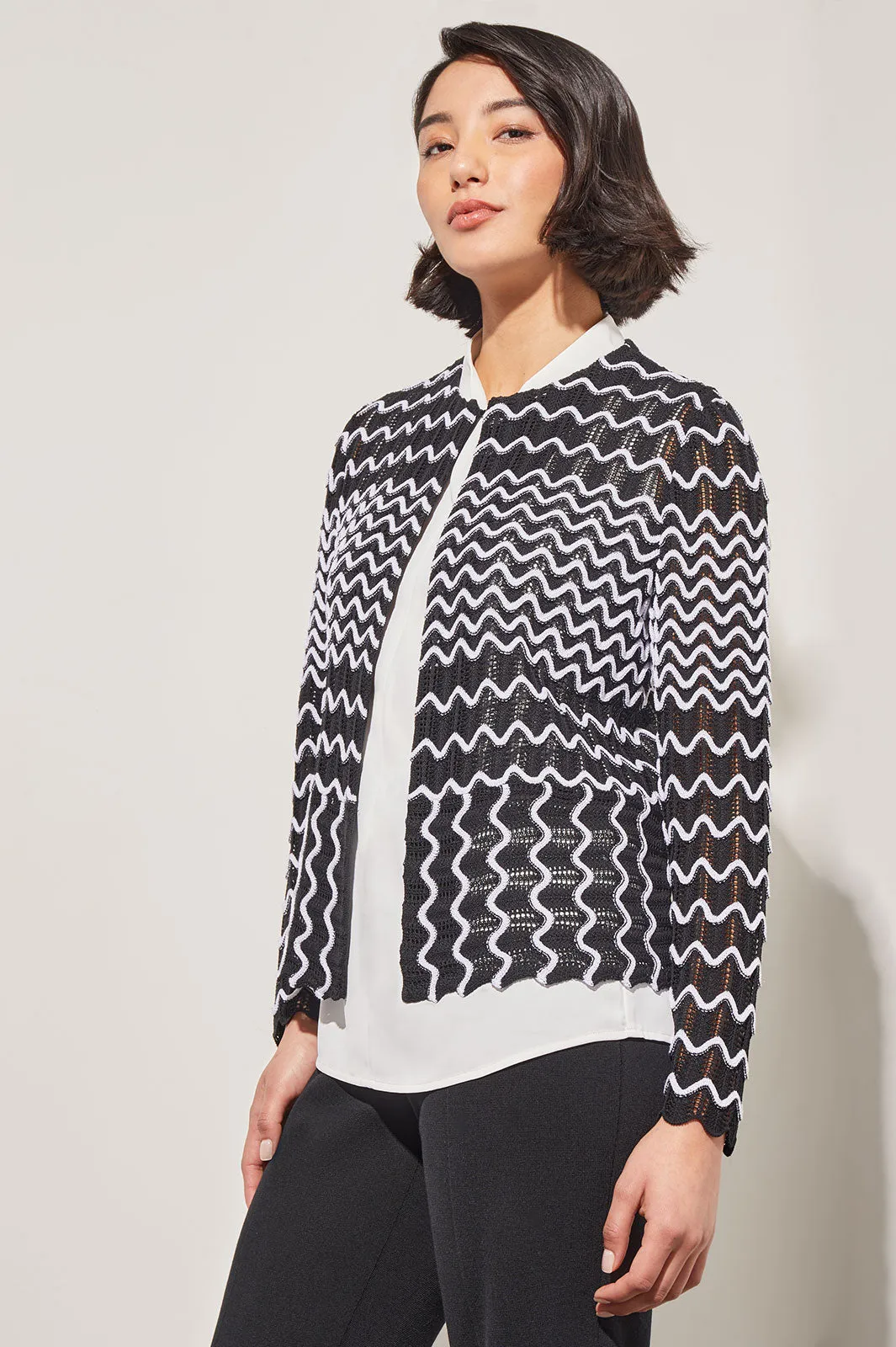 Crochet Heritage Jacket - Contrast Zig-Zag Pattern Knit