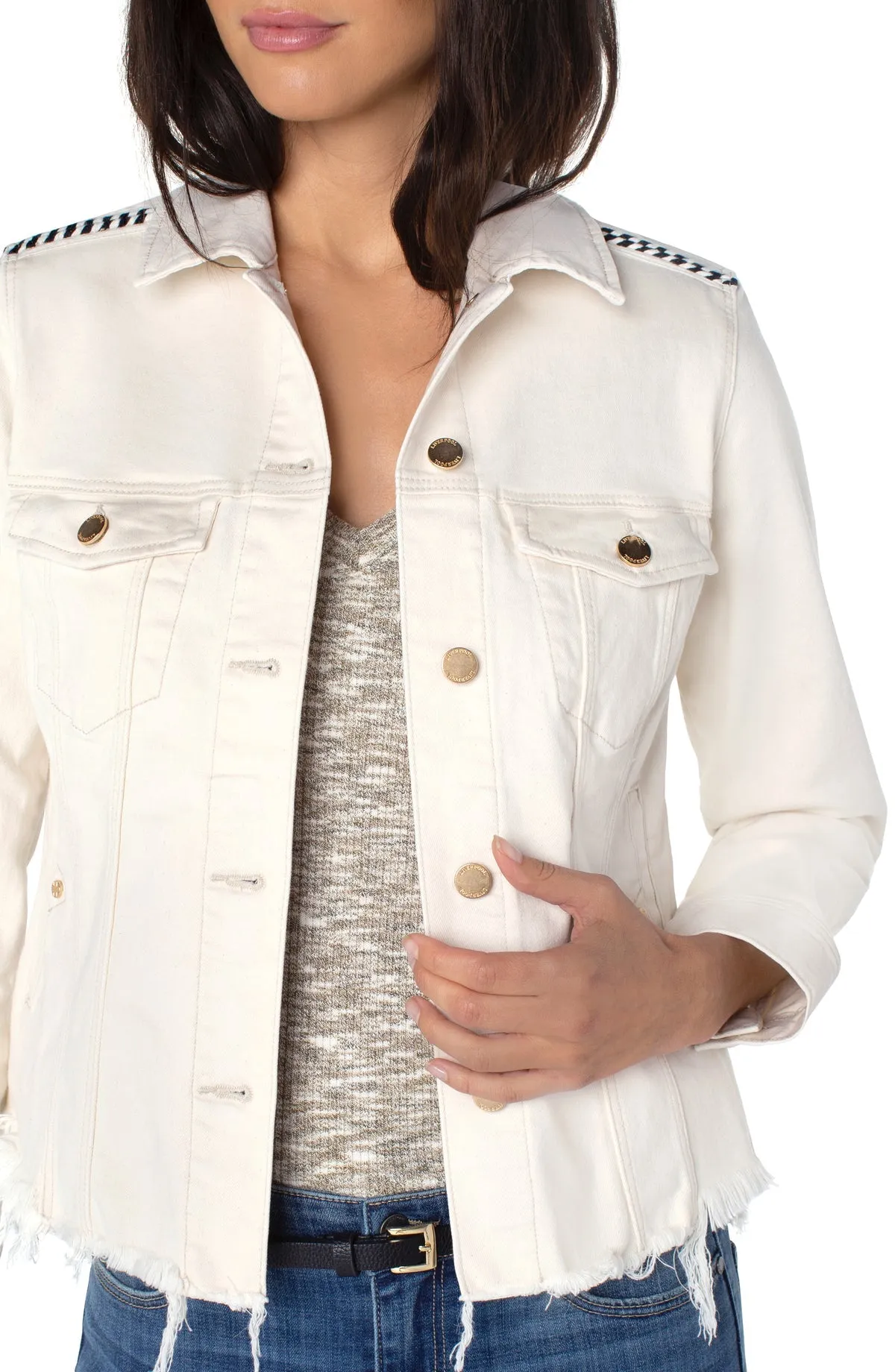 Cut Off Trucker Jacket w/ Piping