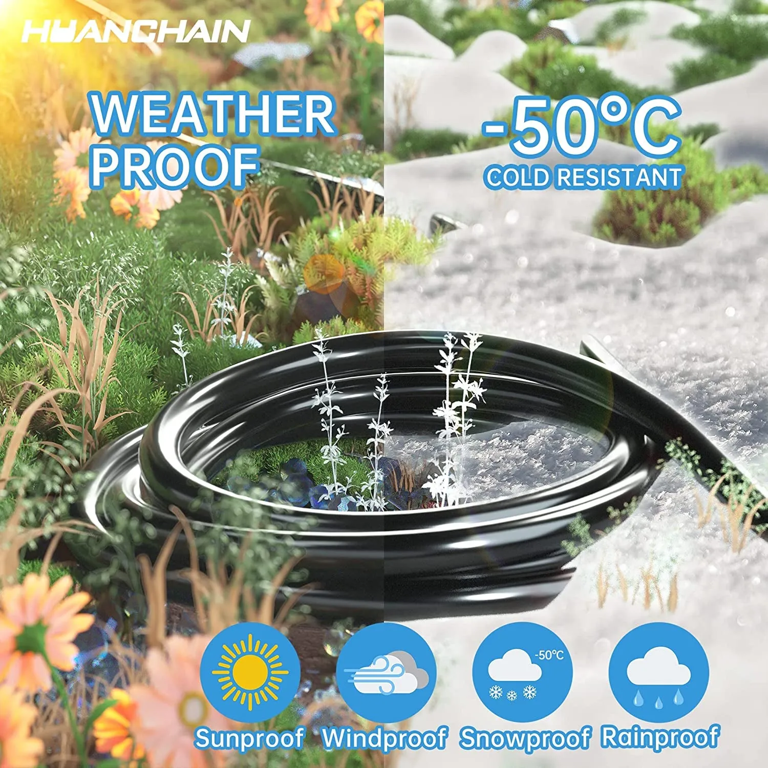Indoor Outdoor Black Extension Cord 25 Ft Waterproof, 16/3 Gauge Flexible Cold-Resistant Appliance Cord Outside, 13A 1625W 16AWG SJTW, 3 Prong Heavy Duty Electric Cord, ETL