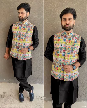 Men's Festival Collection Pure Silk Kurta Pajama with Modi Jacket