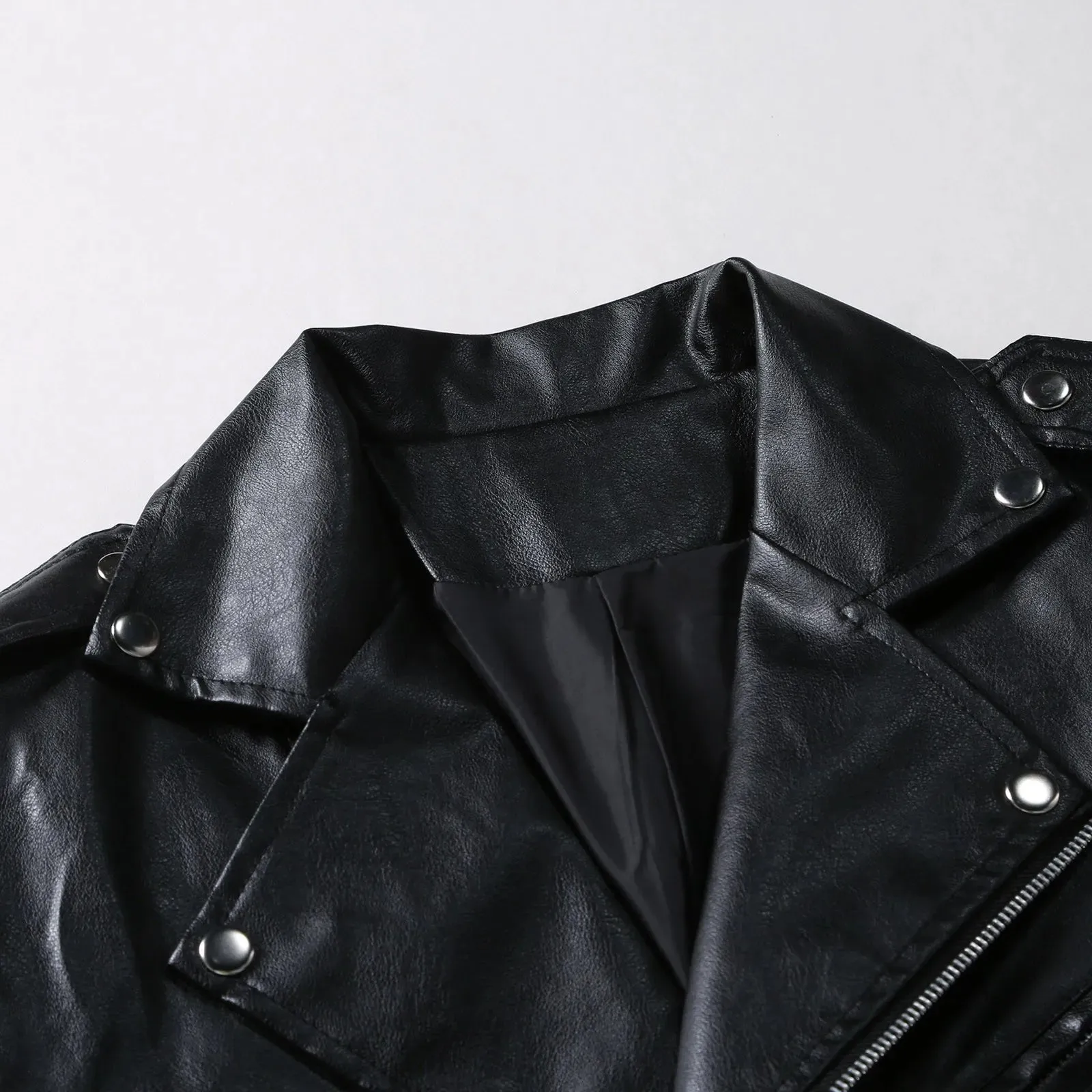 Mens Leather Jacket Autumn New Lapel Long Sleeve Full Zipper Design Cool Coat Autumn Popular Handsome Clothes For Men Large Size