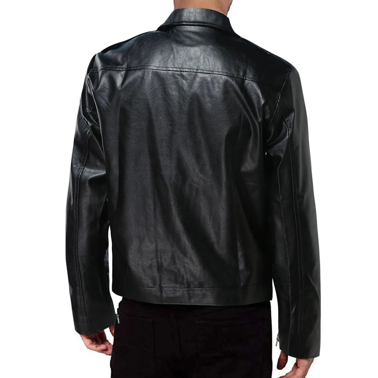 Mens Leather Jacket Autumn New Lapel Long Sleeve Full Zipper Design Cool Coat Autumn Popular Handsome Clothes For Men Large Size