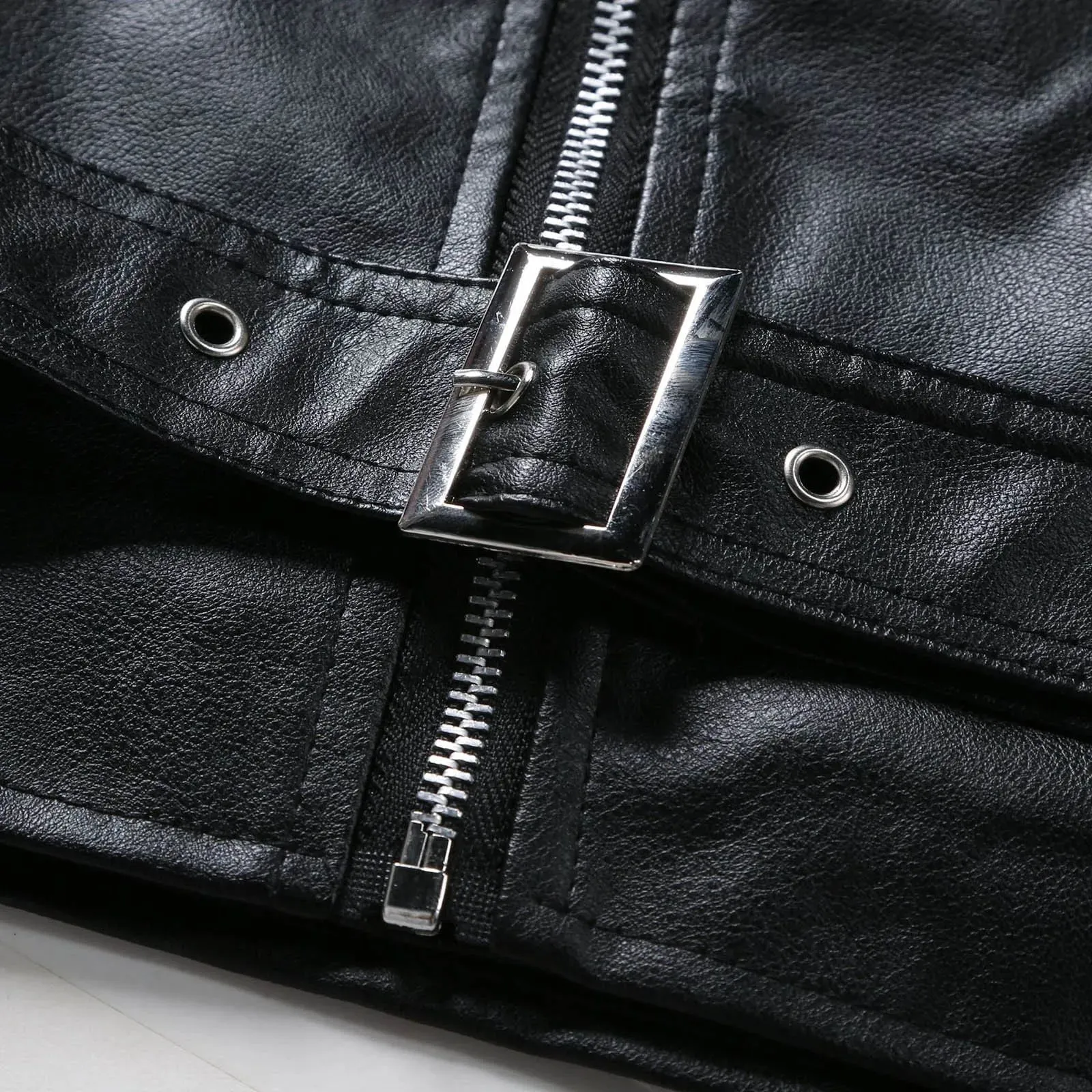 Mens Leather Jacket Autumn New Lapel Long Sleeve Full Zipper Design Cool Coat Autumn Popular Handsome Clothes For Men Large Size