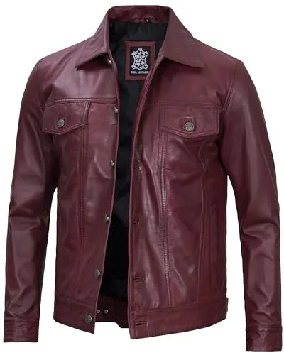 Men's Real Lambskin Vintage Trucker Leather Jacket