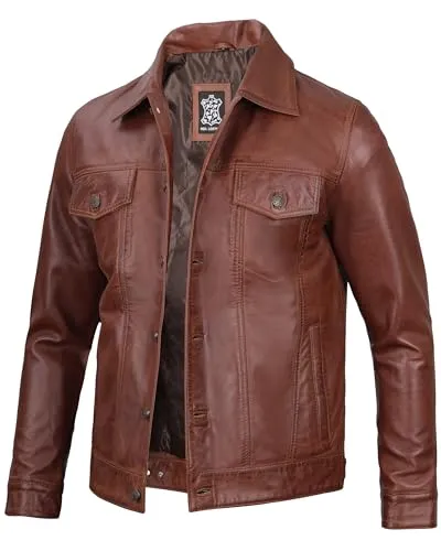 Men's Real Lambskin Vintage Trucker Leather Jacket