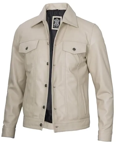 Men's Real Lambskin Vintage Trucker Leather Jacket