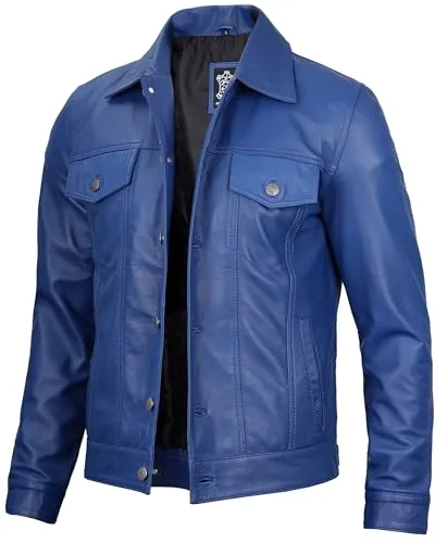 Men's Real Lambskin Vintage Trucker Leather Jacket
