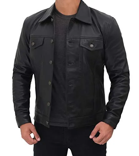 Men's Real Lambskin Vintage Trucker Leather Jacket