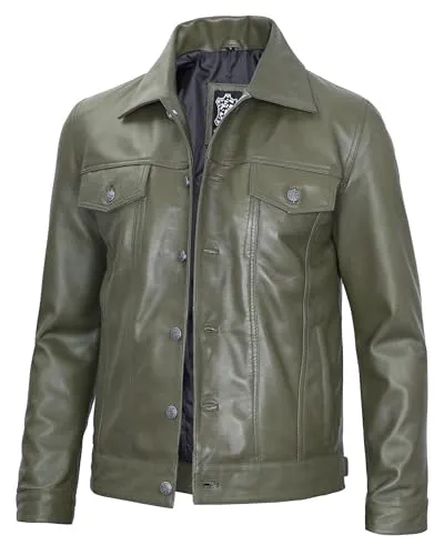 Men's Real Lambskin Vintage Trucker Leather Jacket