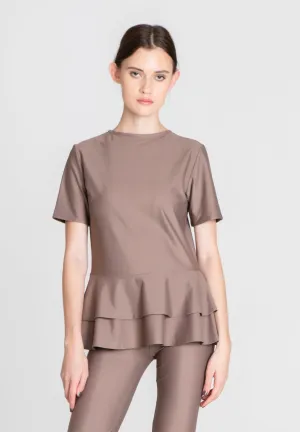 The Flounce Sport Top - Warm Taupe