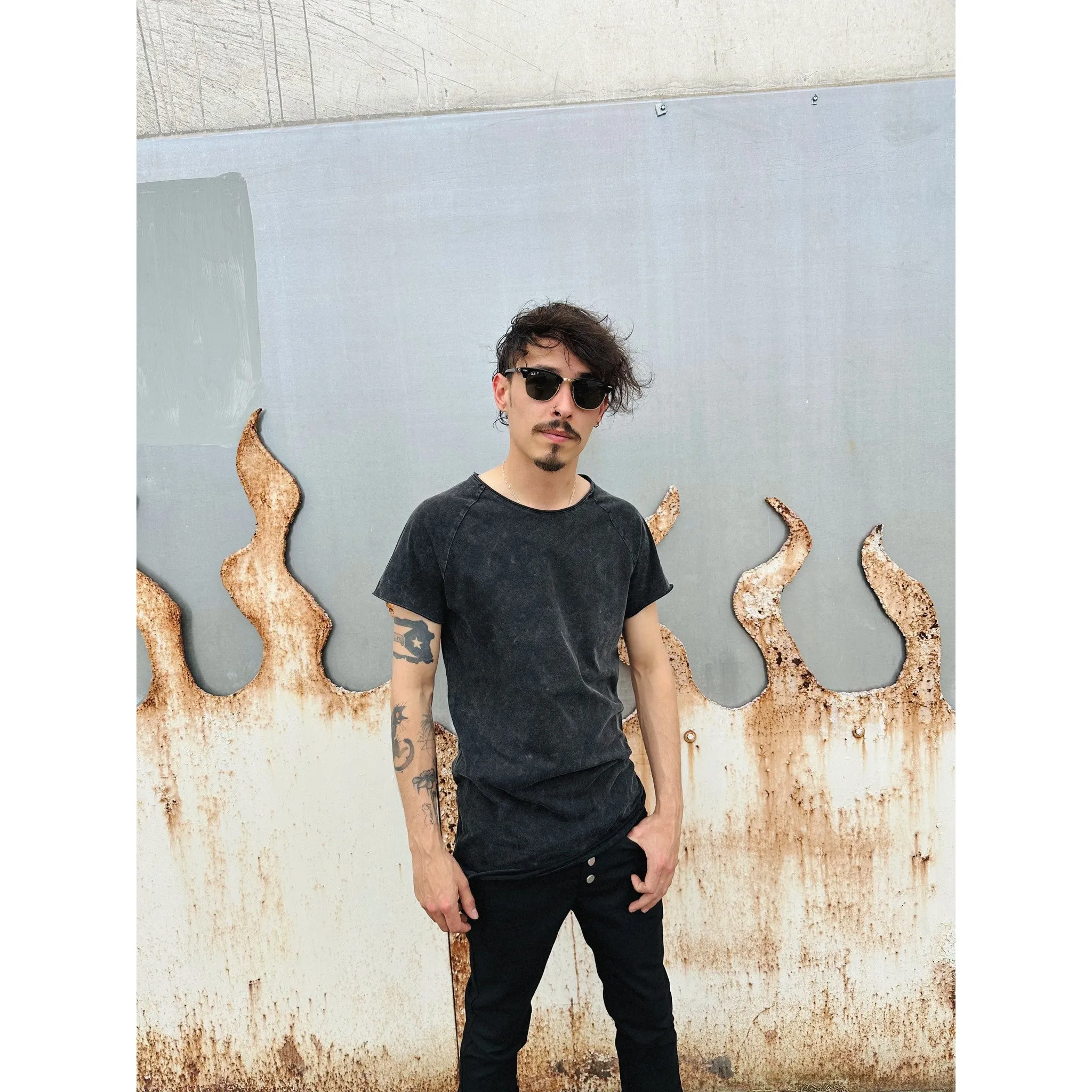 Vintage Black Raw Neck