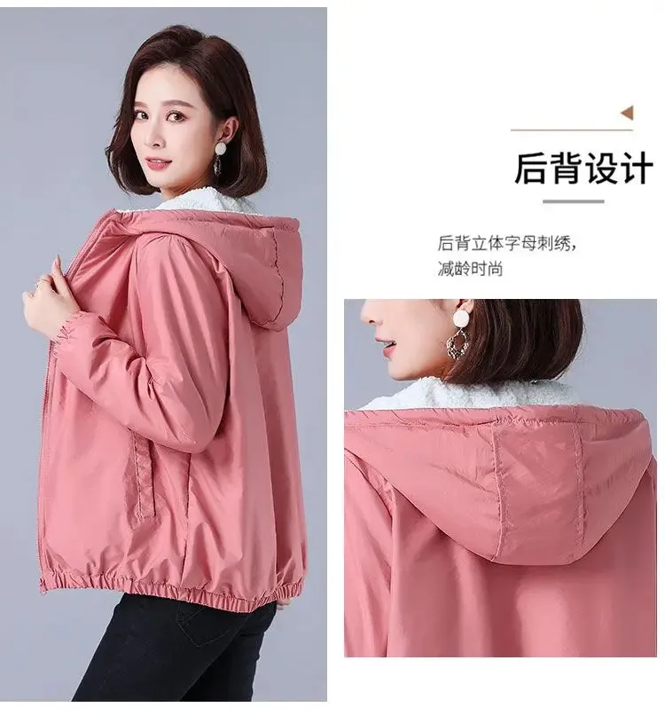 Winter Women’s Thicken Jacket Korean Velvet Thickening Hooded Cotton Padded Warm Waterproof Coats Casual Light Short Outerwears