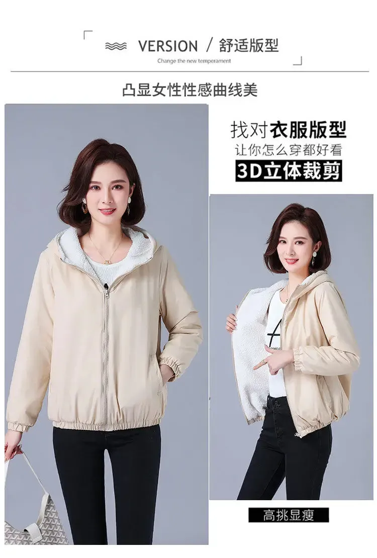 Winter Women’s Thicken Jacket Korean Velvet Thickening Hooded Cotton Padded Warm Waterproof Coats Casual Light Short Outerwears