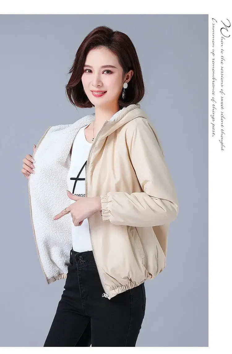 Winter Women’s Thicken Jacket Korean Velvet Thickening Hooded Cotton Padded Warm Waterproof Coats Casual Light Short Outerwears
